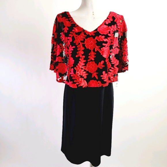 NWT! JM JOHN MEYER RED/BLACK LACE OVERLAY DRESS - Picture 9 of 16